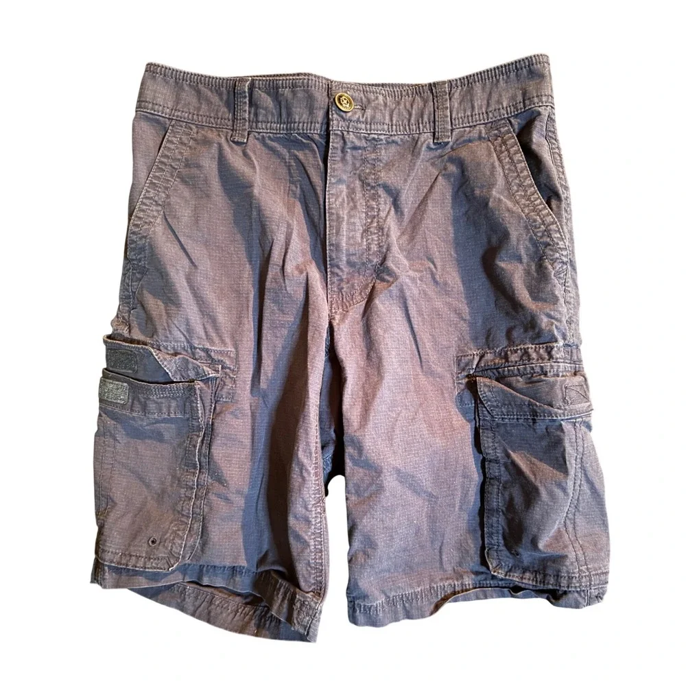 G.H. Bass & Co. Ripstop Cargo Shorts Mens 29 Blue Cotton Stretch Utility
